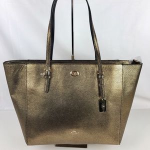 Coach Turnlock Tote - Metallic Gold Pebble Leather
